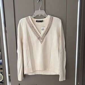 Ralph Lauren Cream V-Neck Sweater